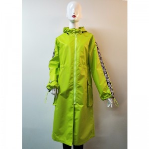 CHAQUETA DE VIENTO LONGLINE VERDE FLUORESCENTE DE SEÑORA RLWJ0009